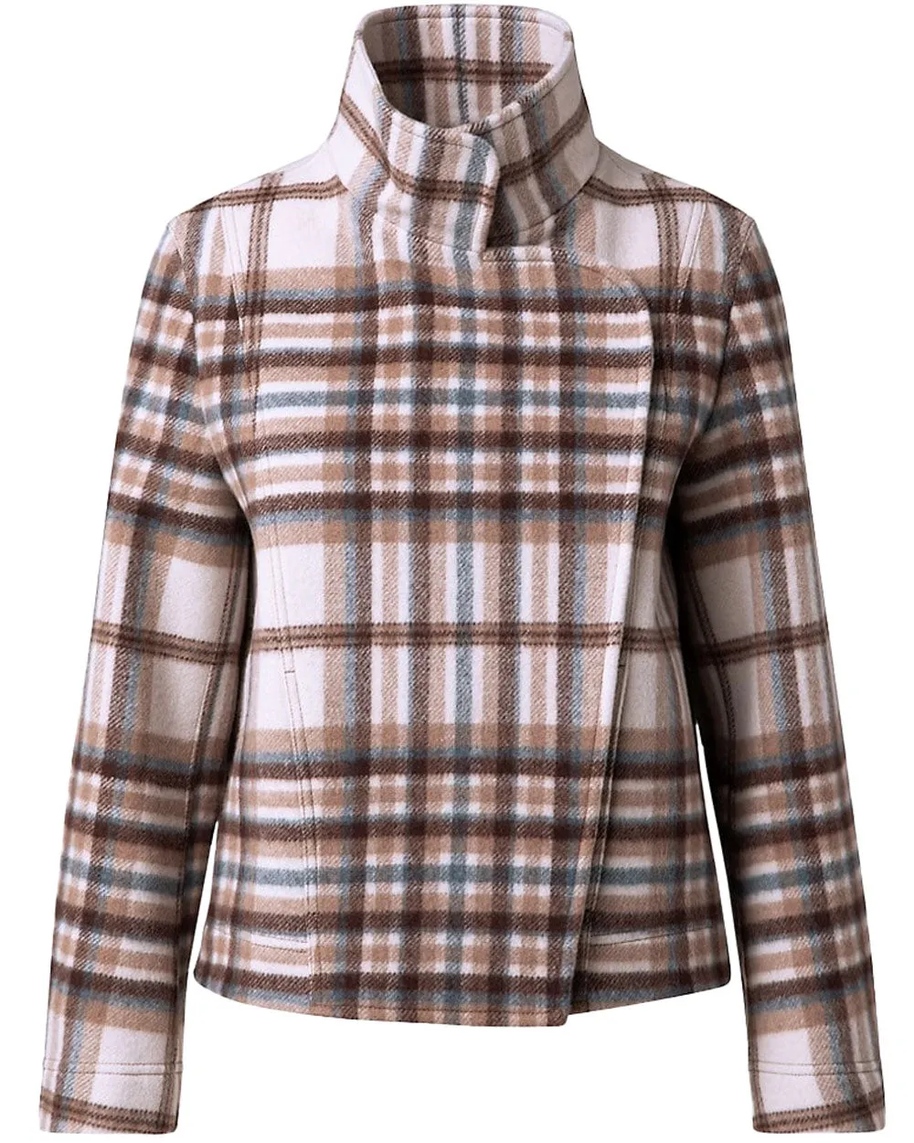 Sky Plaid Boxy Crop Coat